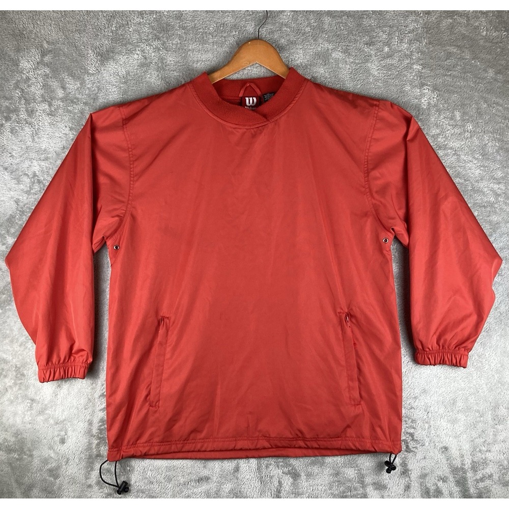Wilson Windbreaker Jacket Mens‎ Medium Red Pullover Vented Lined Zip Pockets
